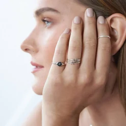 Mona Stackable Ring with Diamond - Silver