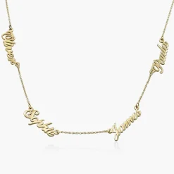 Multiple Name Necklace - 14K Solid Gold