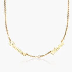 Multiple Name Necklace with Diamonds - Gold Vermeil