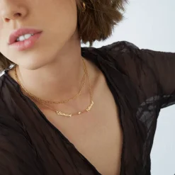 Multiple Name Necklace with Diamonds - Gold Vermeil