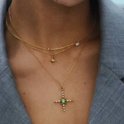 Northern Star Necklace with engraving - Gold Vermeil