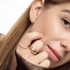 Oval Diamond Stud Earrings 1 CT - 14k Solid Gold