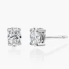 Oval Diamond Stud Earrings 2 CT - 14k White Solid Gold