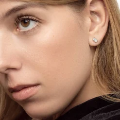 Oval Diamond Stud Earrings 0.6 CT - 14k White Gold