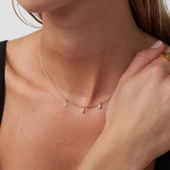 Personalized Capri Floating Diamond Necklace - Gold Vermeil