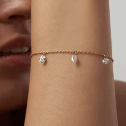 Personalized Capri Floating Diamond Bracelet - Gold Vermeil