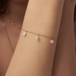 Personalized Capri Floating Diamond Bracelet - Gold Vermeil