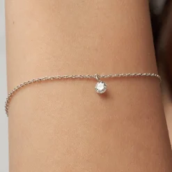 Personalized Capri Floating Diamond Bracelet - Silver
