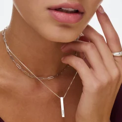 Pillar Bar Necklace - Silver