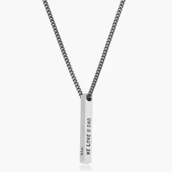 Pillar Bar Necklace for Men - Silver
