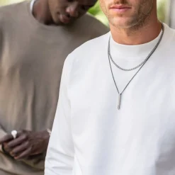 Pillar Bar Necklace for Men - Silver