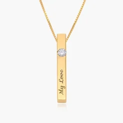 Pillar Bar Necklace With 0.25ct Diamond - Vermeil