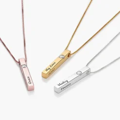 Pillar Bar Necklace With 0.25ct Diamond - Vermeil