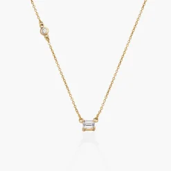 Princess Multi-Diamond Necklace with 0.3 ct Custom Diamond - Gold Vermeil