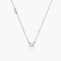 Princess Multi-Diamond Necklace with 0.3 ct Custom Diamond - Silver