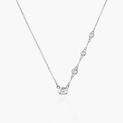 Queen Multi-Diamond Necklace with 0.3 ct Custom Diamond- Silver