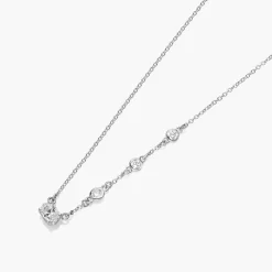 Queen Multi-Diamond Necklace with 0.3 ct Custom Diamond- Silver