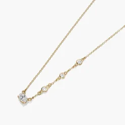 Queen Multi-Diamond Necklace with 0.3 ct Custom Diamond - 14k Solid Gold