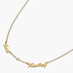 Real Love Multiple Name Necklace with Diamonds - Gold Vermeil