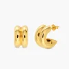 Ridge Hoop Earrings - Gold Vermeil