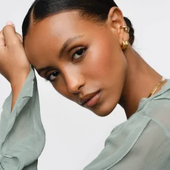 Ridge Hoop Earrings - Gold Vermeil