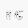 Ridge Hoop Earrings - Silver