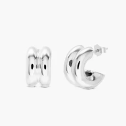 Ridge Hoop Earrings - Silver