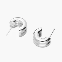 Ridge Hoop Earrings - Silver