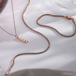 Rope Chain Necklace - Rose Gold Plated
