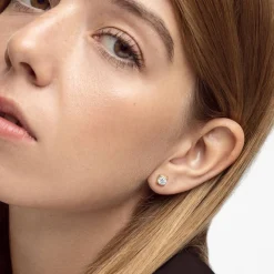 Round Diamond Stud Earrings 1 CT - 14k Solid Gold