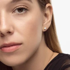 Round Diamond Stud Earrings 2 CT - 14k Yellow Solid Gold