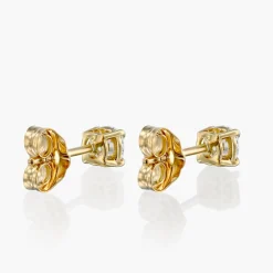 Round Diamond Stud Earrings 2 CT - 14k Yellow Solid Gold