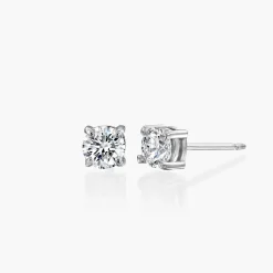 Round Diamond Stud Earrings 0.6 CT - 14k White Gold