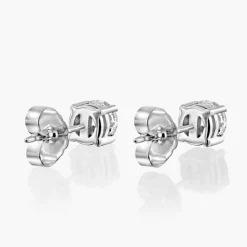 Round Diamond Stud Earrings 2 CT - 14k White Solid Gold