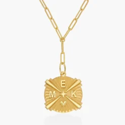 Shining Tyra Initial Medallion Necklace - Gold Vermeil
