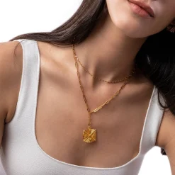 Shining Tyra Initial Medallion Necklace - Gold Vermeil