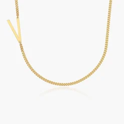 Side Initial Necklace - Gold Vermeil