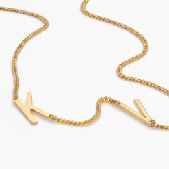 Side Initial Necklace - Gold Vermeil
