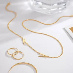 Side Initial Necklace - Gold Vermeil
