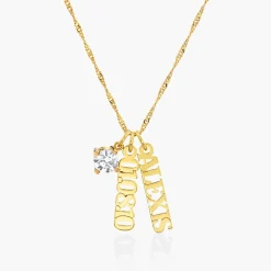 Singapore Chain Name Necklace With 1ct Diamond- Gold Vermeil