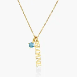 Singapore Chain Name Necklace With 0.3 Ct Fancy Diamond - 14k Solid Gold