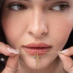 Singapore Chain Name Necklace With 0.3 Ct Fancy Diamond - 14k Solid Gold