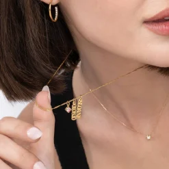 Singapore Chain Name Necklace With 0.3 Ct Fancy Diamond - Gold Vermeil