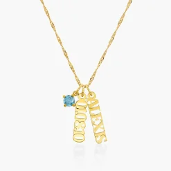 Singapore Chain Name Necklace With 0.3 Ct Fancy Diamond - Gold Vermeil