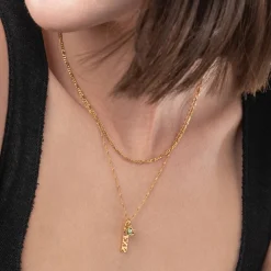 Singapore Chain Name Necklace With 0.3 Ct Fancy Diamond - Gold Vermeil