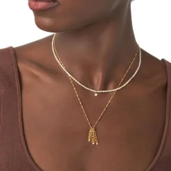 Singapore Chain Name Necklace with Diamonds - Vermeil