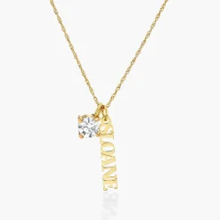 Singapore Chain Name Necklace With 1ct Diamond - 14k Solid Gold