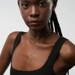 Singapore Chain Name Necklace With 0.2 Ct Heart Shaped Diamond - 14k Solid Gold