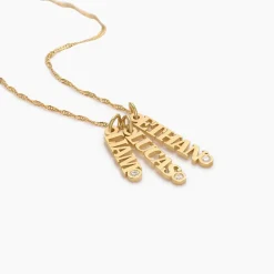 Singapore Chain Name Necklace with Diamonds - 14k Solid Gold