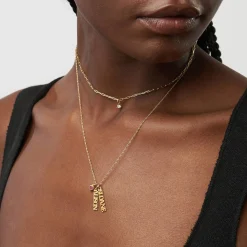 Singapore Chain Name Necklace With Heart Shaped Gemstone - 14k Solid Gold